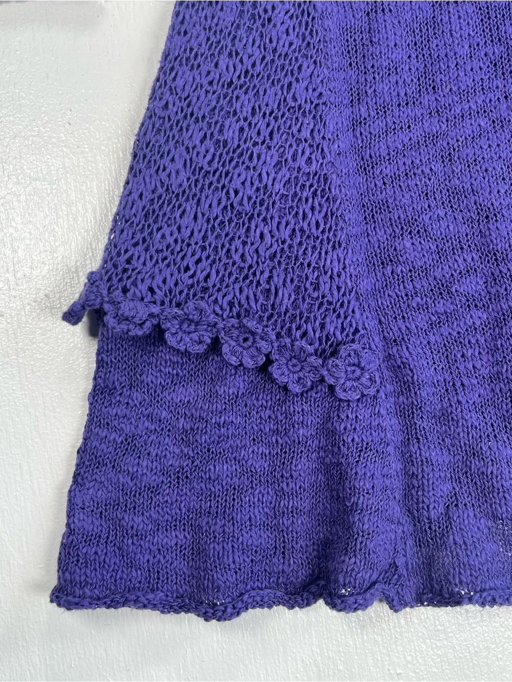 Yumi Diseños Y2K Purple Knit Duster Cardigan Crochet Cotton Sweater M/L Bolivia